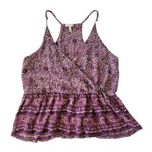 Joie Babydoll Camisole Tank Womens Small Silk Floral Racerback Tie waist